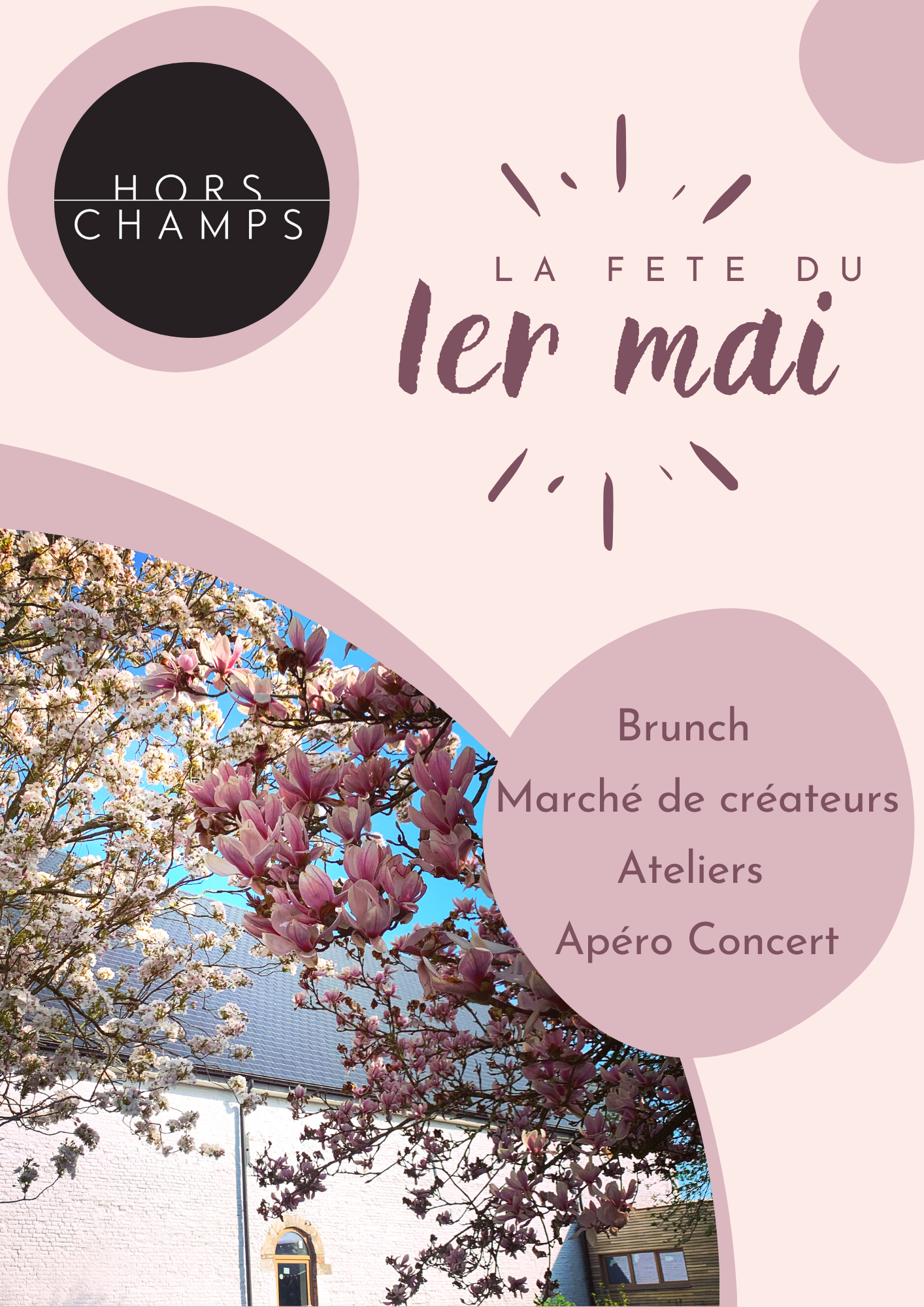 Birthday Party Facebook Event Cover Leaves Feminine Plants (Document A4) Affiche de la fête du 1er mai à Hors Champs